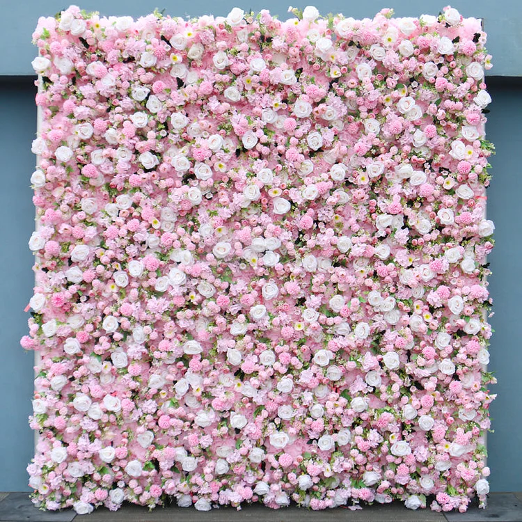 White Pink 5D Cloth Flower Wall Wedding Backdrop Decor A623 A4787