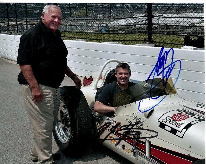 A.J. FOYT and TONY STEWART signed 8x10 INDY and NASCAR Photo Poster painting