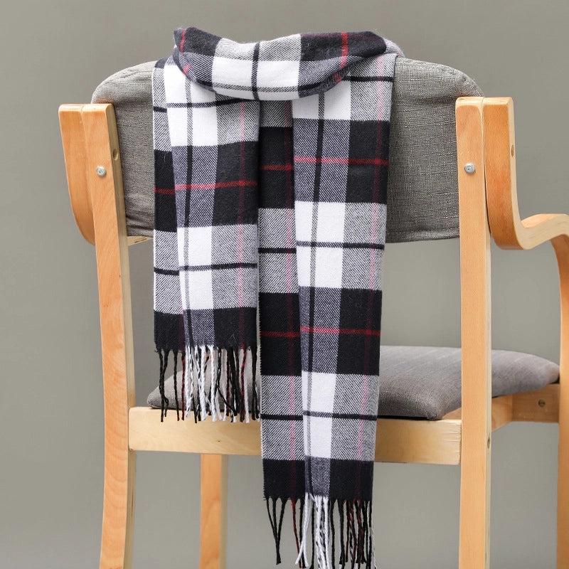 British Plaid Tassel Couple Parent-child Men’s Scarf Autumn And Winter Cashmere Plaid Scarf