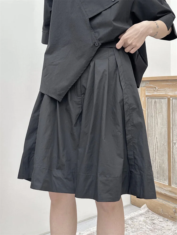 Versatile Darkwear Pleated Design Casual Pants-dark style-men's clothing-halloween