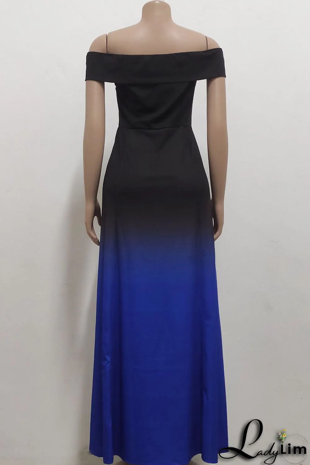 Purple Casual Gradual Change Print Patchwork Off the Shoulder A Line Dresses