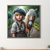 Vie d&rsquo;animaux de compagnie fille-plein diamant rond peinture-30 * 30cm