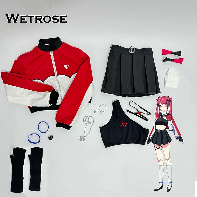 【Wetrose】In Stock Hololive Houshou Marine Kobo Kanaeru【III】 MV Cosplay Costume Wig Full Set