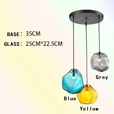Modern Scandinavian Ice Crystal Glass Pendant Lights Creative Restaurant Hanging Lights Colored Stone Single Head Luminarias