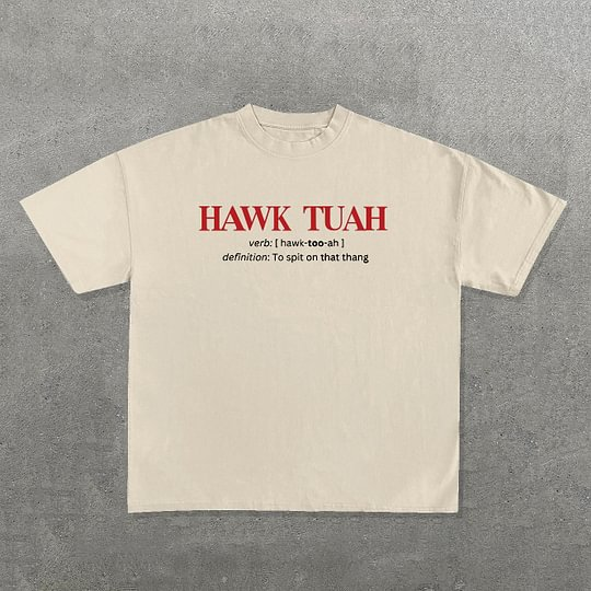 Vintage Hawk Tuah Words Graphic Cotton T-Shirt SOPULA