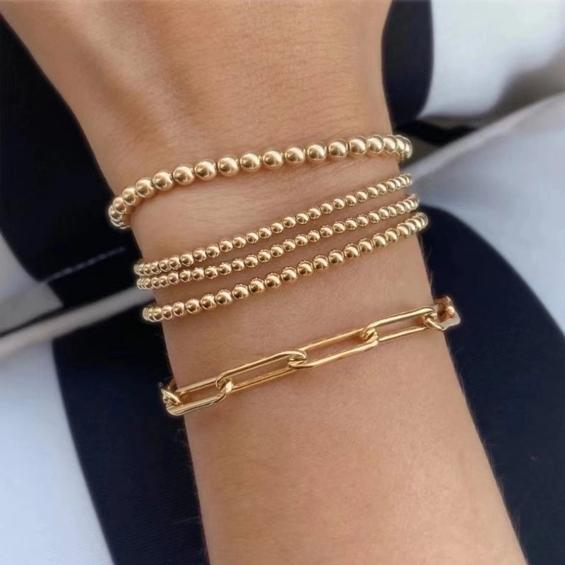 Fashion Ball 304 Stainless Steel 14K Gold Plated No Inlaid Bracelets In Bulk