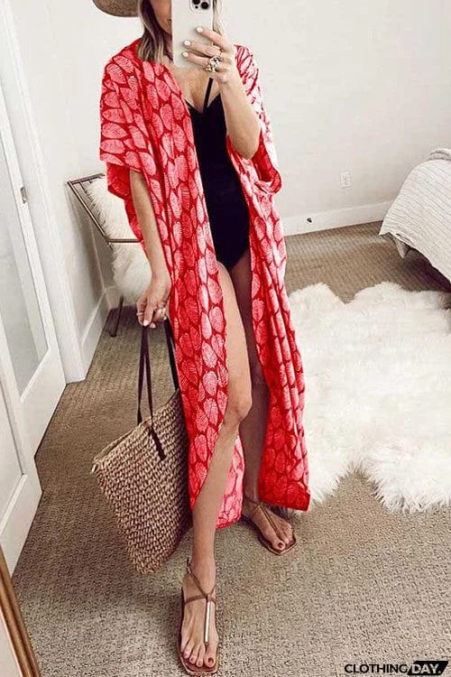 Leaf Belted Kimono Cardigan