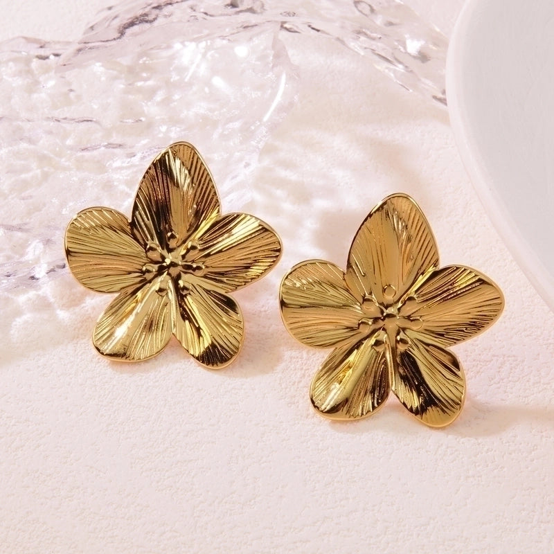 1 Pair Exaggerated Pastoral Streetwear Flower 304 Stainless Steel Imitation Gold  Ear Studs