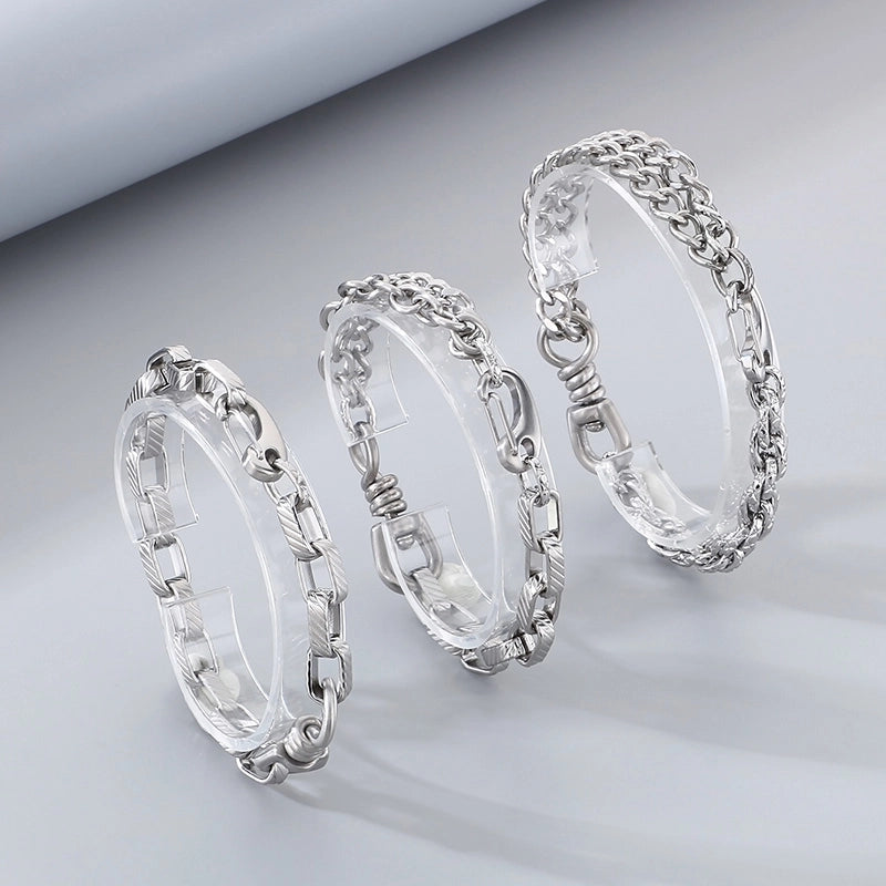 Minimalist Geometric 304 Stainless Steel Cuban Link Chain Curb Chain Bracelets In Bulk