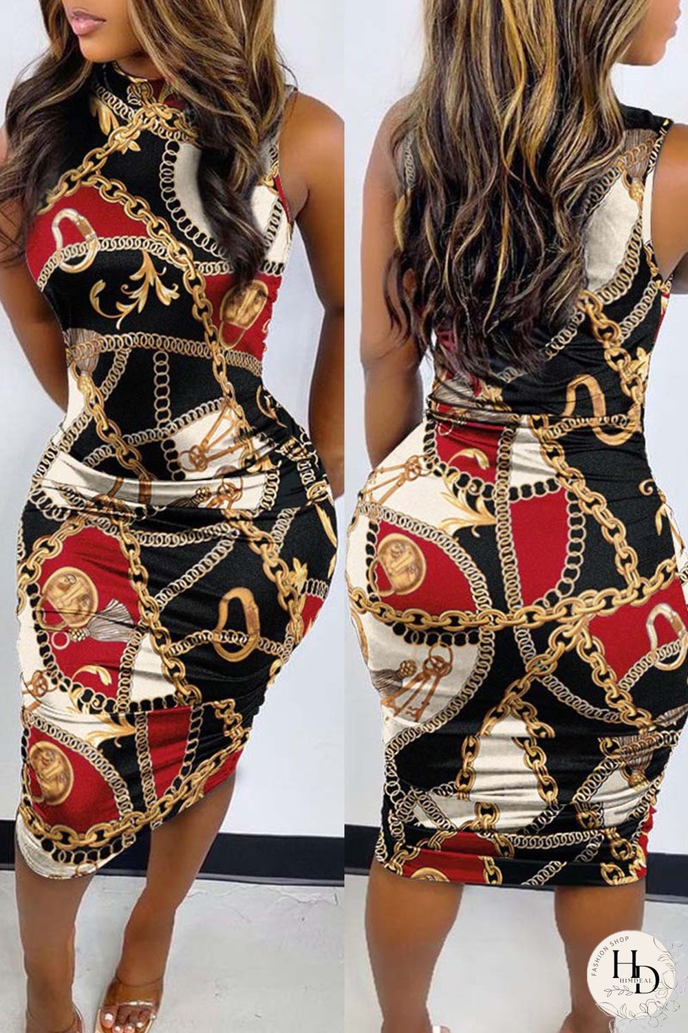 Yellow Casual Print Solid Basic O Neck Denim Dress Dresses