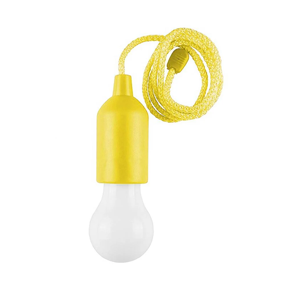 LED Hanging Light Bulb Battery Powered Colorful Pull Cord Bulbs (Yellow)