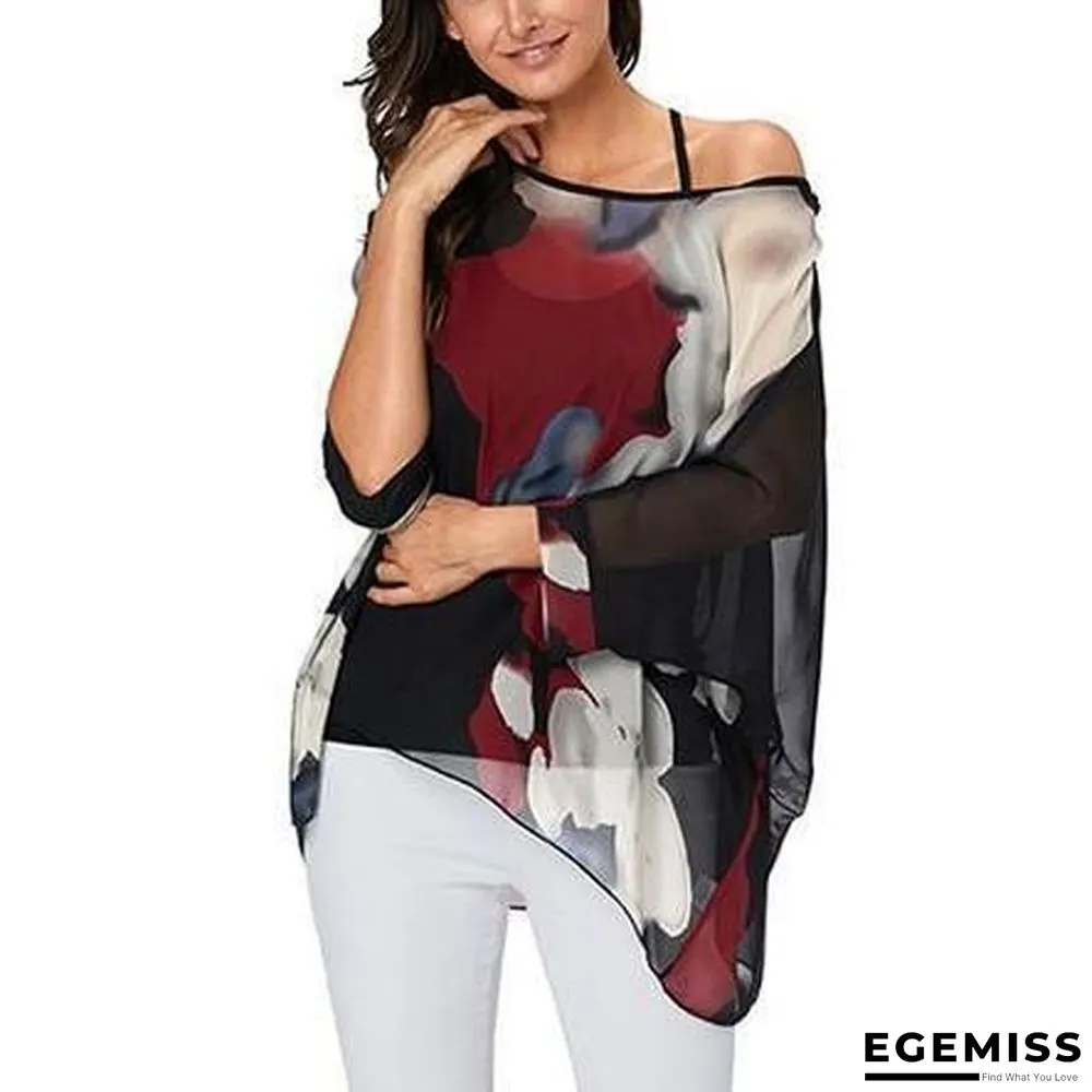 6XL Plus Size Women Batwing Sleeve Casual Chiffon Tops Blouses | EGEMISS