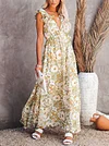Floral-Print Ruffled Bohemia Maxi Dress