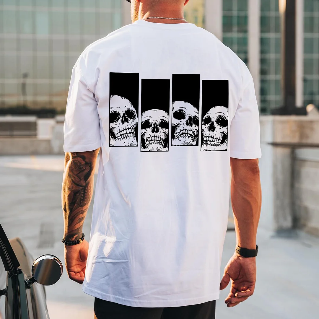Casual Skull Printed Men's T-shirt -  
