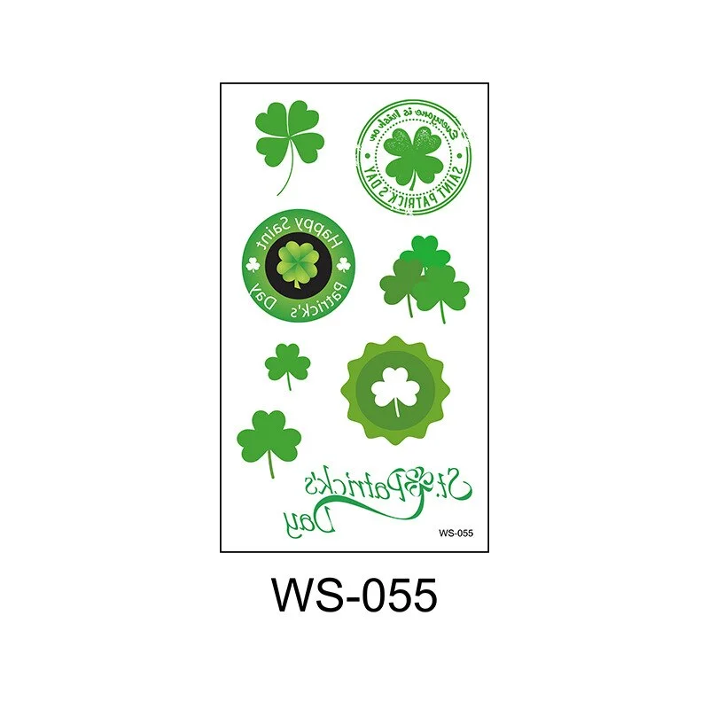 New cross-border waterproof sweat green hat clover face sticker European and American fashion temporary tattoo sticker