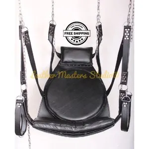 Exclusive VIP Black Leather Sex Swing & Sling BDSM Bondage ...