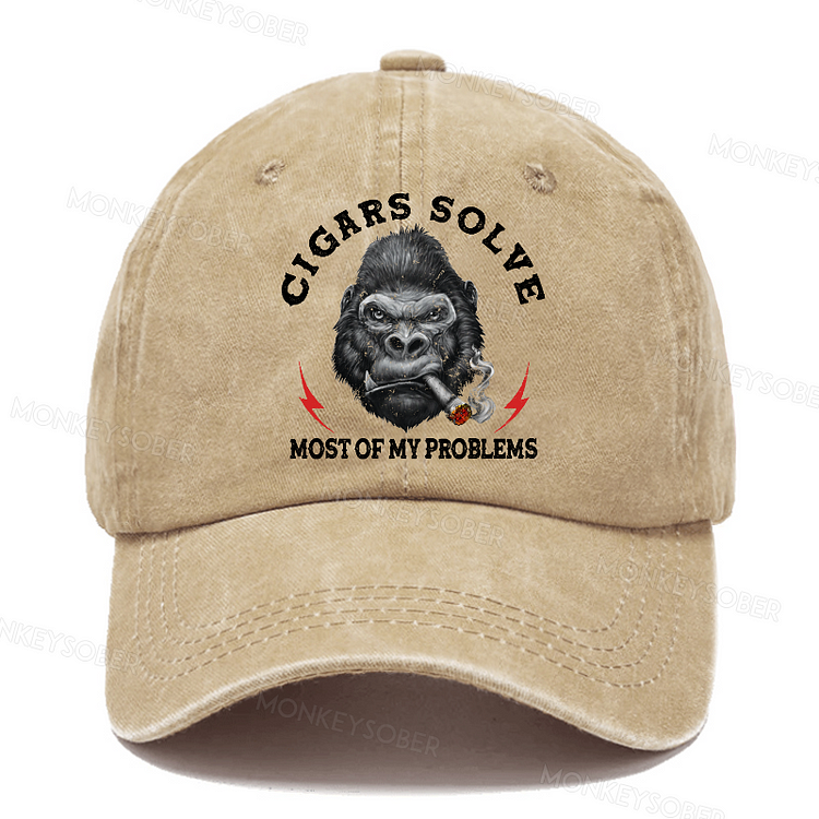 Cigars Solve Most Of My Problems  Washed Baseball Caps