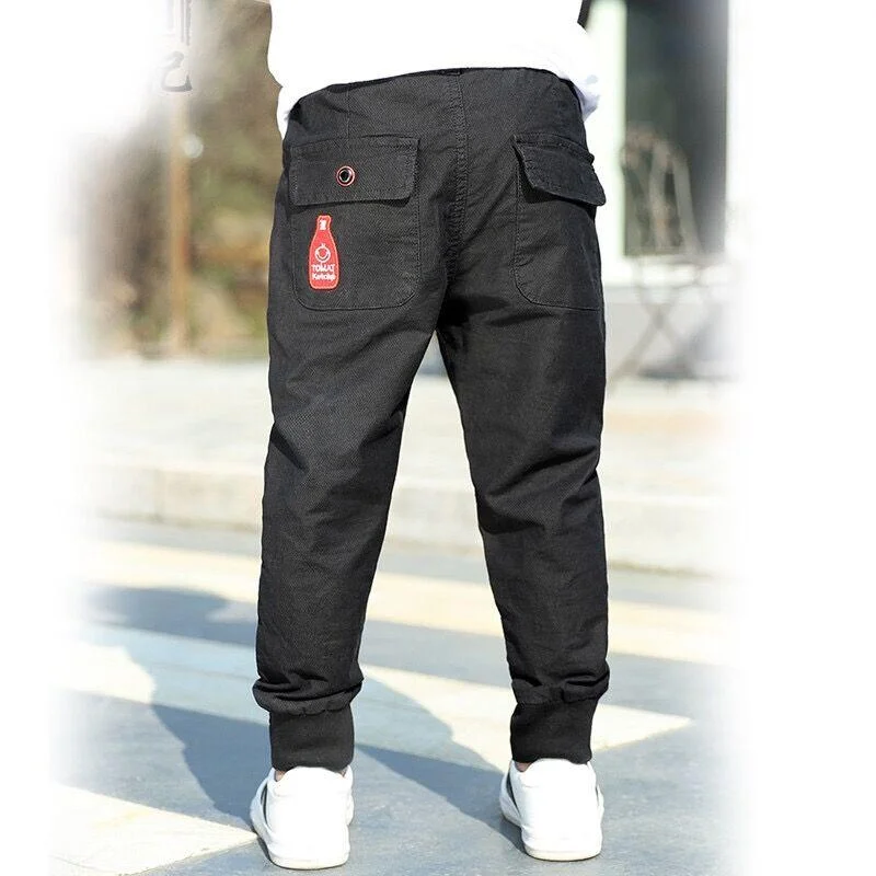 INS Hot boys trousers 3-13 years old Multi-pocket Corduroy pants sports and leisure cargo pants Leg Korean fashion versatile