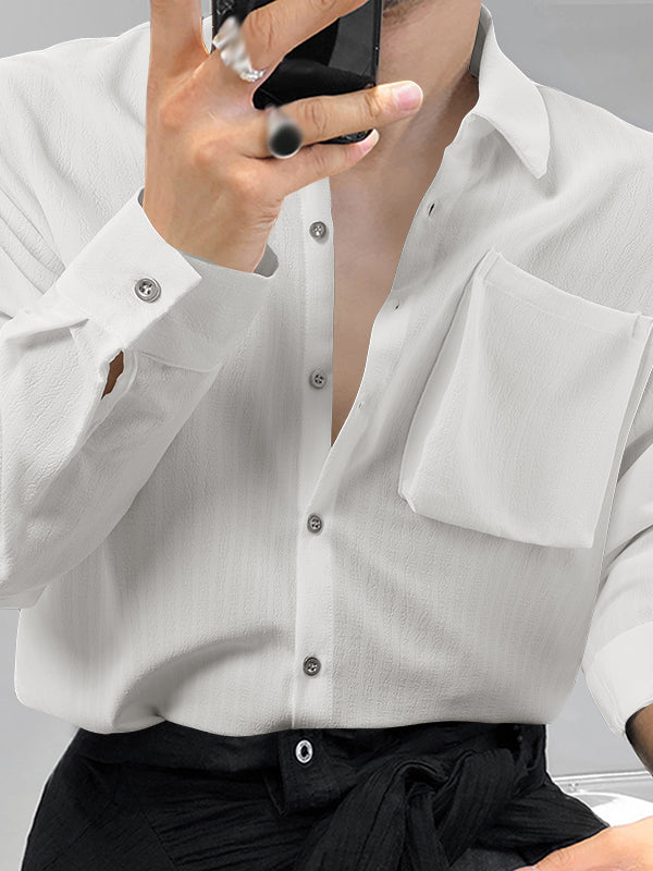 Aonga - Mens Bubble Texture Long Sleeve ShirtsJ aonga