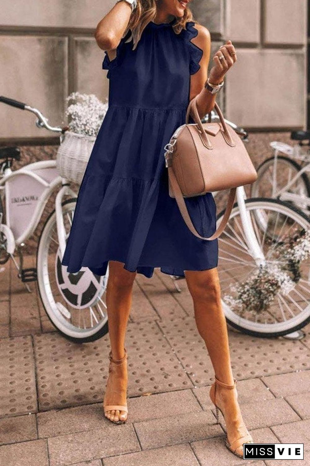 Casual Loose Sleeveless Solid Color Dress