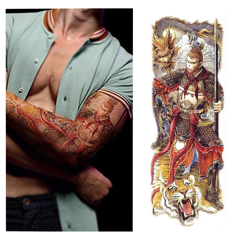 Full Flower Arm Tattoo Sticker 40models Fish Peacock Lotus Temporary Body paint Water Transfer fake Tatoo sleeve