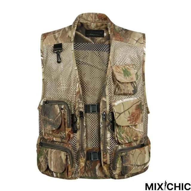 Mens Camo Photographer Collarless Vests Multi Pockets Male Jacket Sleeveless Protection Camouflage Waistcoat