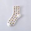 3D Jacquard Floral Medium Height Women Socks 10 Pairs