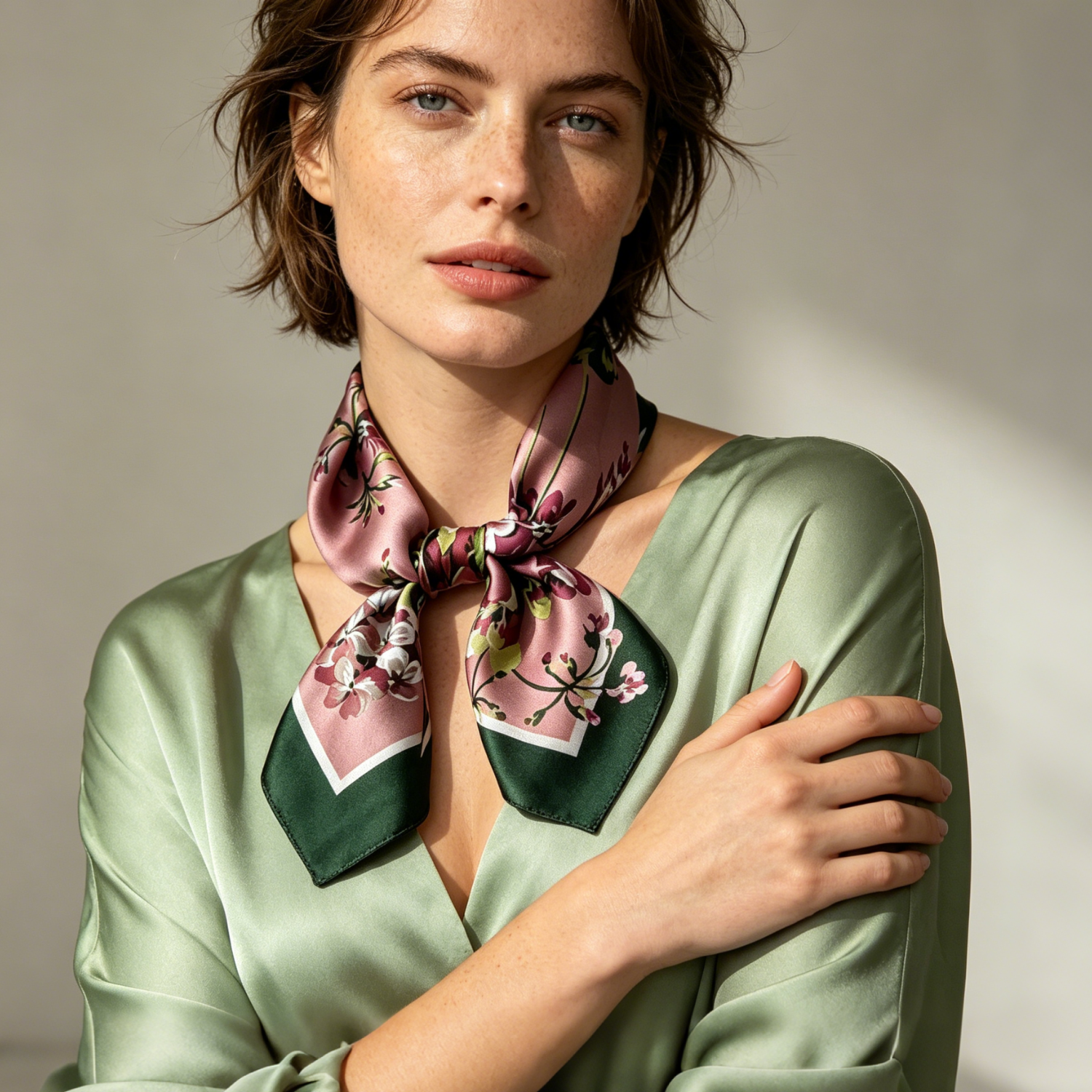 Silk Square Scarf Geranium Flower Print 100% Muberry Silk Foulard Perfect Mother's Day Gift REAL SILK LIFE