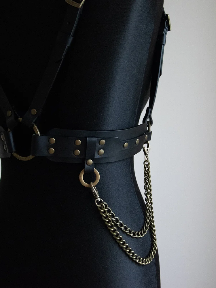 pornhint Pornhint Harness "Nadine" of natural leather and high-quality belt accessories | Fashion Harness | Women Belt leather harness women