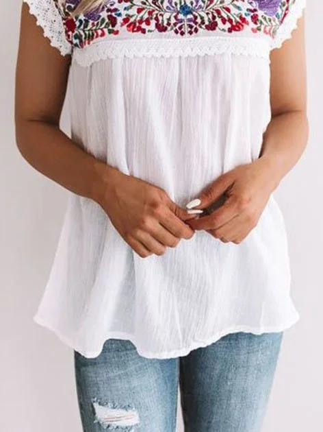 Ethnic style embroidered top
