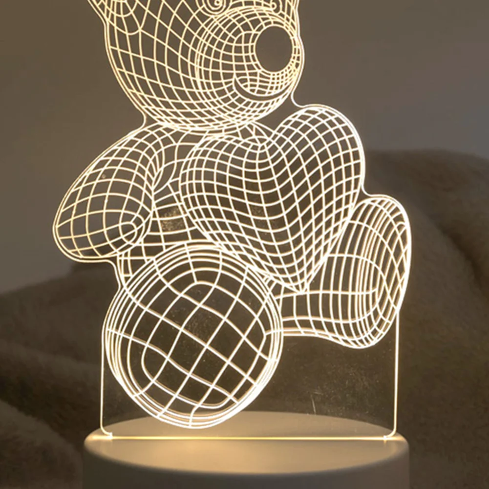 USB 3D LED Bedside Night Light Romantic Love Acrylic Desktop Table Lamp (A)