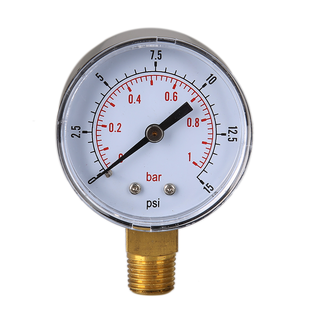 

Low Pressure Gauge for Fuel Air Hydraulic 50mm 0/15 PSI 0/1 Bar 1/4 BSPT, 501 Original
