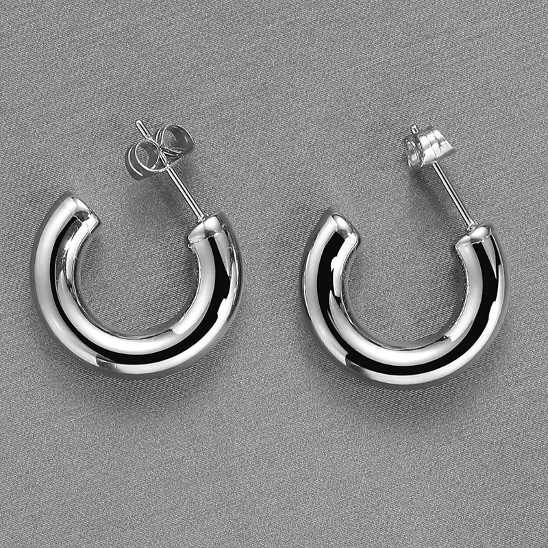 1 Pair Minimalist Classic Style Solid Color Polishing 201 Stainless Steel Non-Electroplating Ear Studs