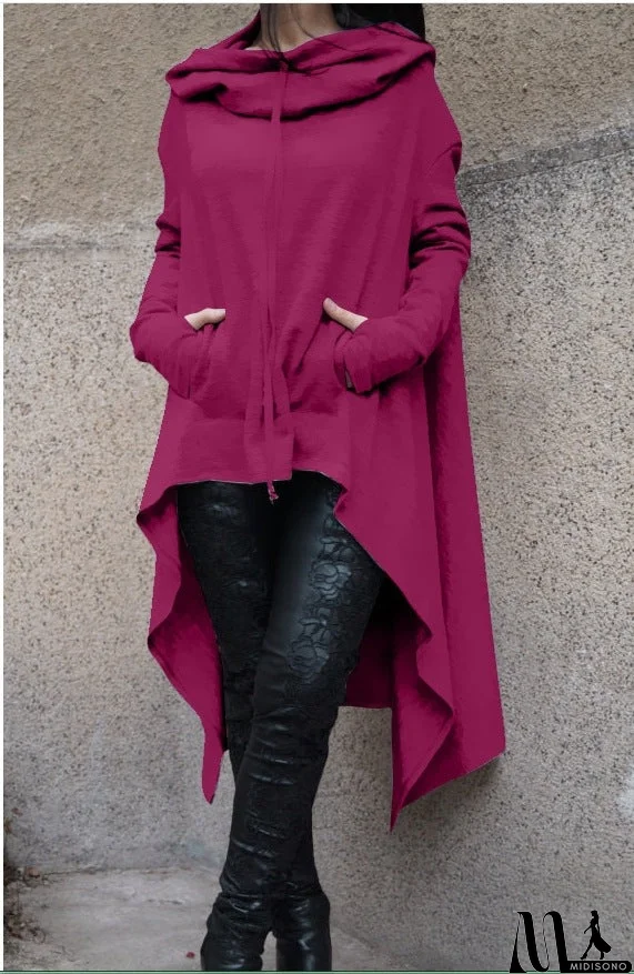 MidiSono - Irregular Hooded Sweater Top
