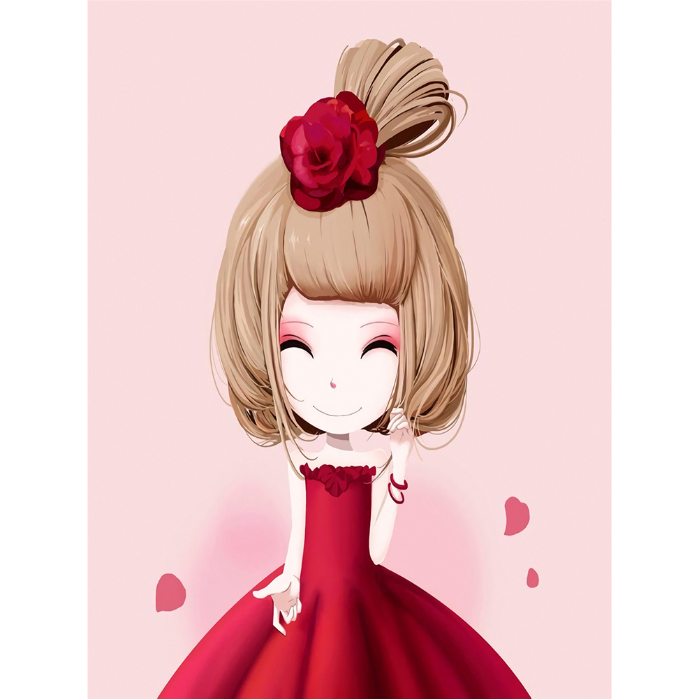 

30*40CM - Round Drill Diamond Painting - Camellia Girl, 501 Original