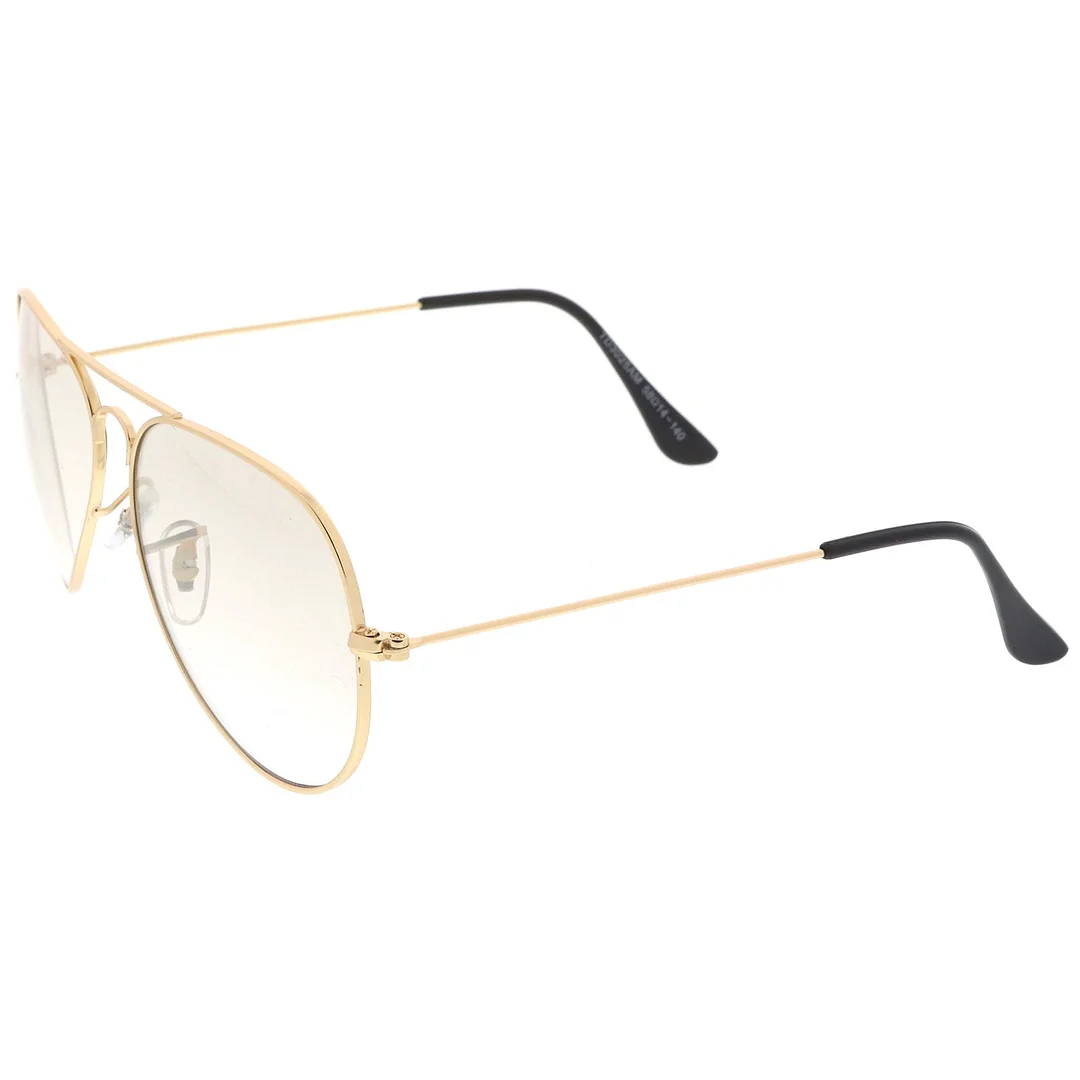 Retro Small Double Nose Bridge Slim Temple Clear Lens Aviator Eyeglasses 57mm