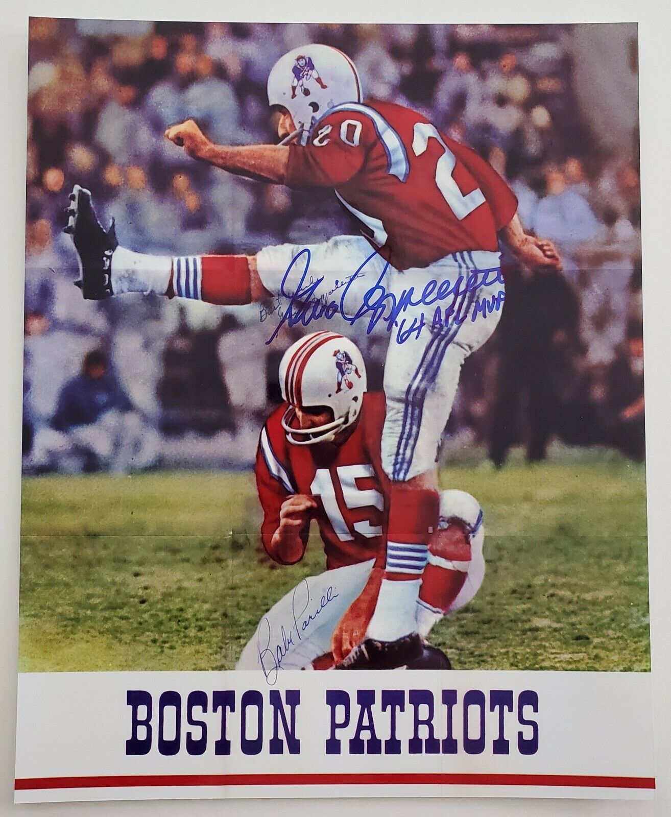 Gino Cappelletti Signed 8x10 Photo Poster painting Boston Patriots NFL MVP Legend Autograph