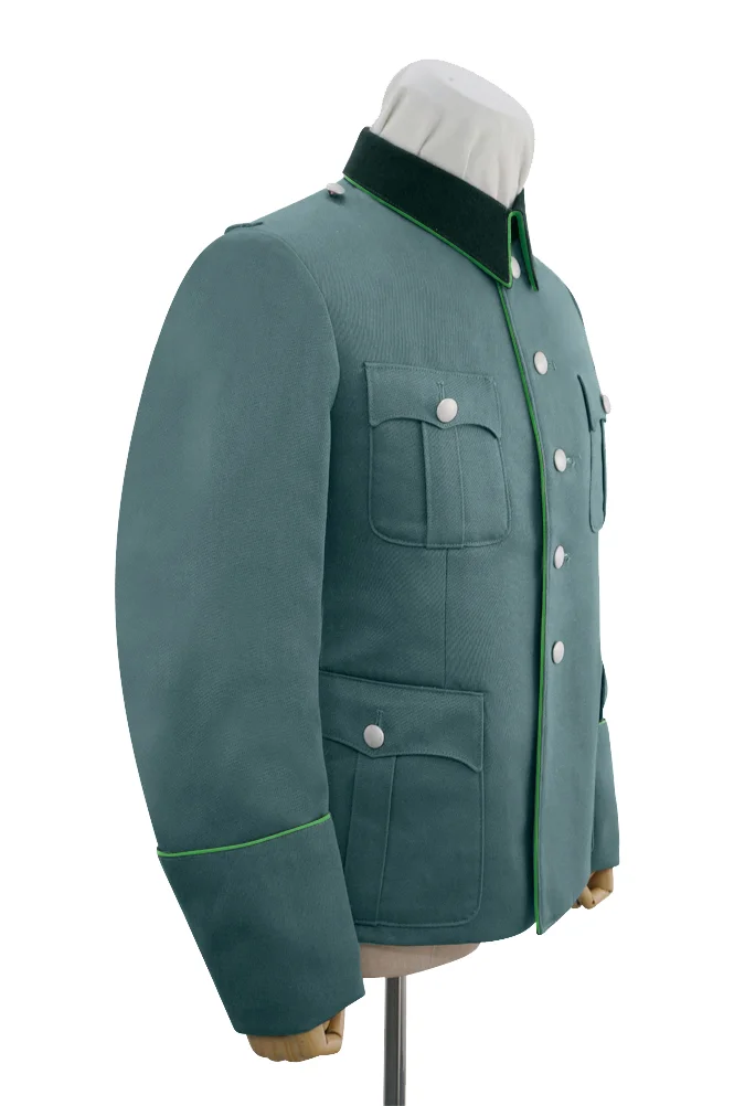   Polizei German General Officer Gabardine Service Tunic Jacket With Deep Green Collar 5 Buttons German-Uniform