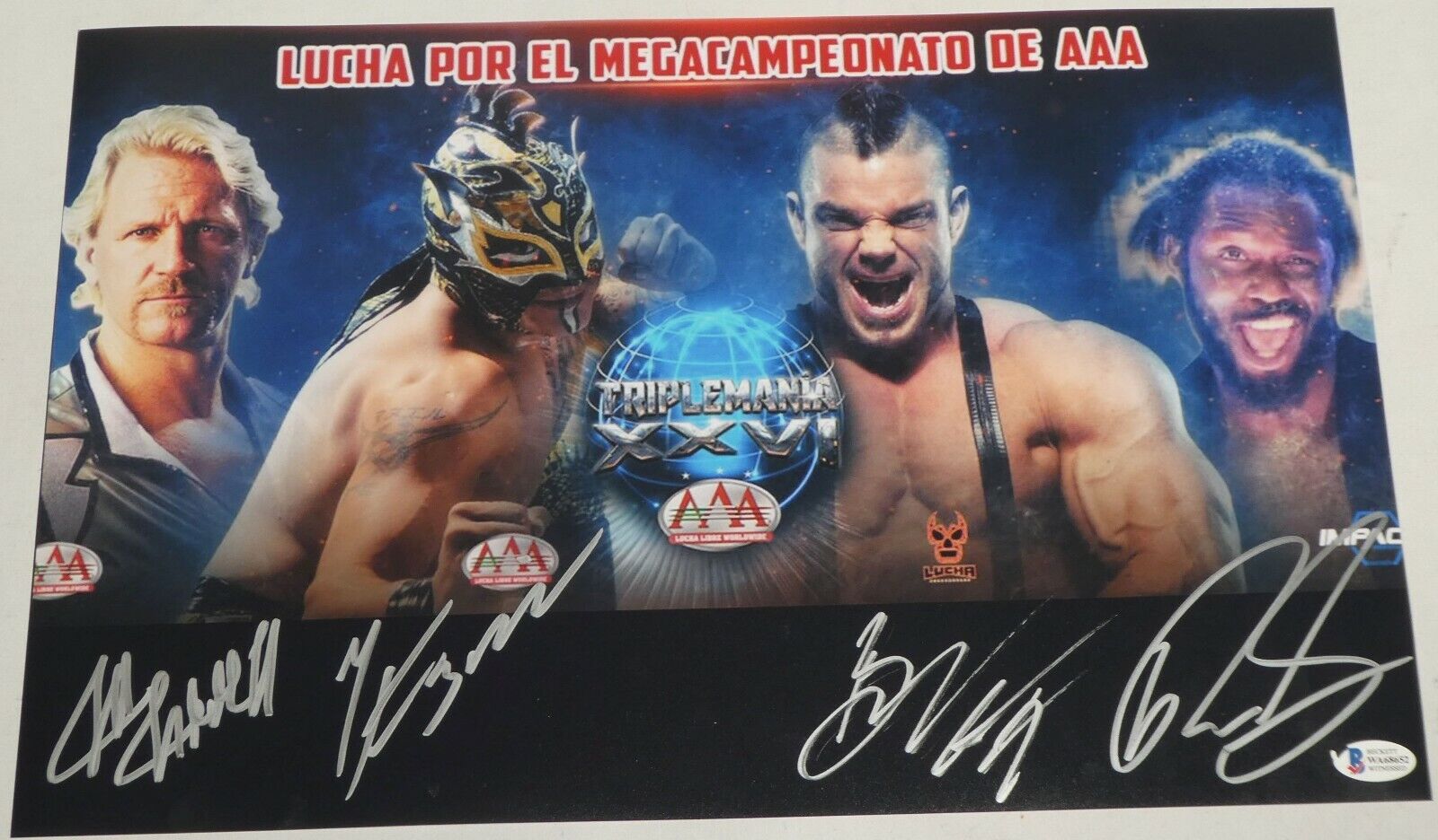 Rey Fenix Jeff Jarrett Willie Mack Rich Swann Signed 11x17 Photo Poster painting BAS COA AEW AAA