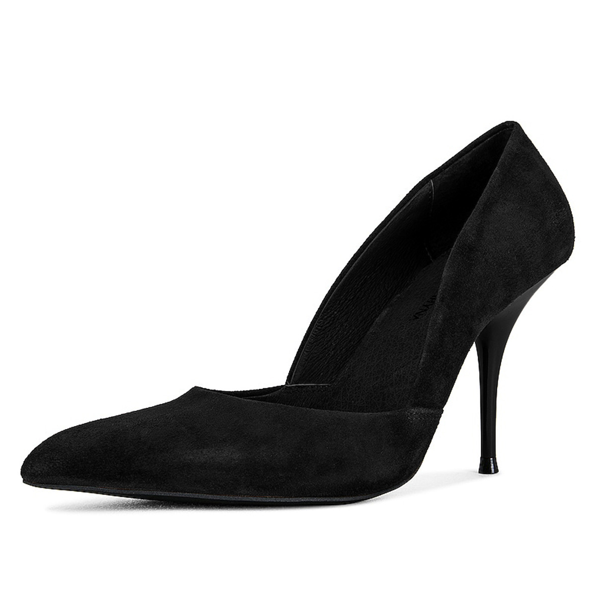 Faux Suede Closed Toe Stiletto Heel Cut Out Black Pumps for Women Nicepairs