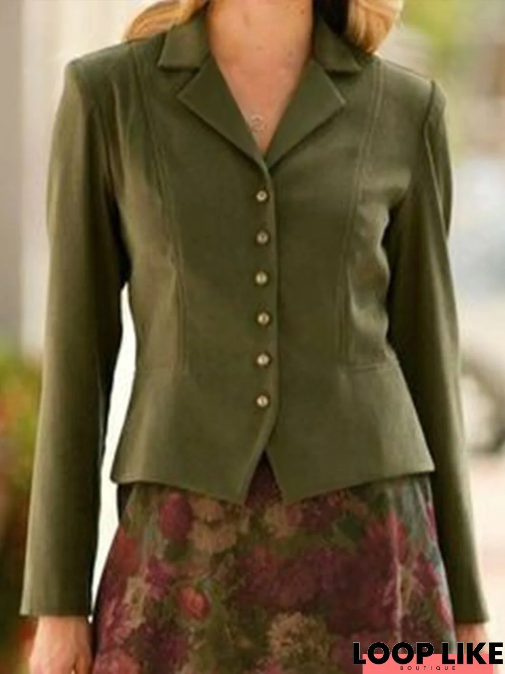 Casual Buttoned Shawl Collar Long sleeve Blazer