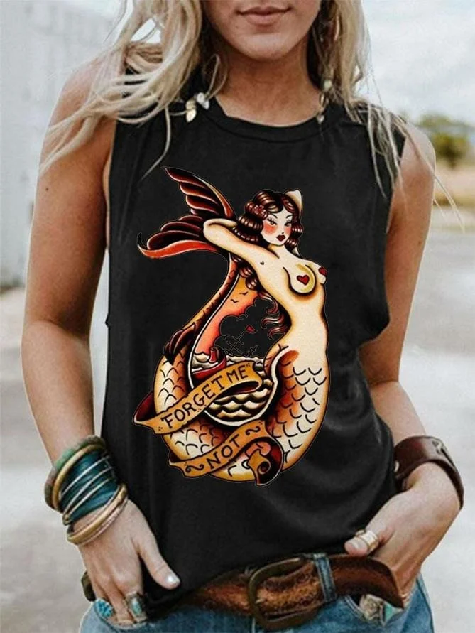 Women's Retro Mermaid Printed Vest