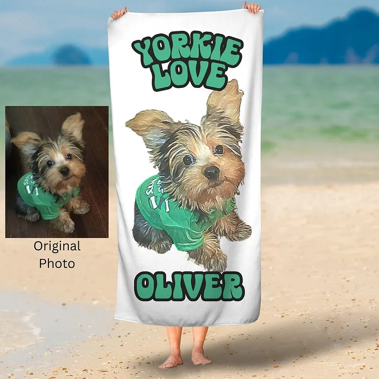 Custom Pet Photo Beach Towel, Pet Photo, Beach Trip Custom Towel
