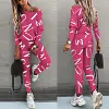Woman Letters Printed Long-sleeved Pants Suit Leisure Suit