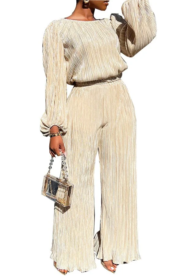 Sonicelife 2023 Autumn New Fall Outfits Elasticity Two Piece Set Women Long Sleeve O neck Tops Female Tracksuit Female Casuals Home Loose Wide Leg Pant Sets
