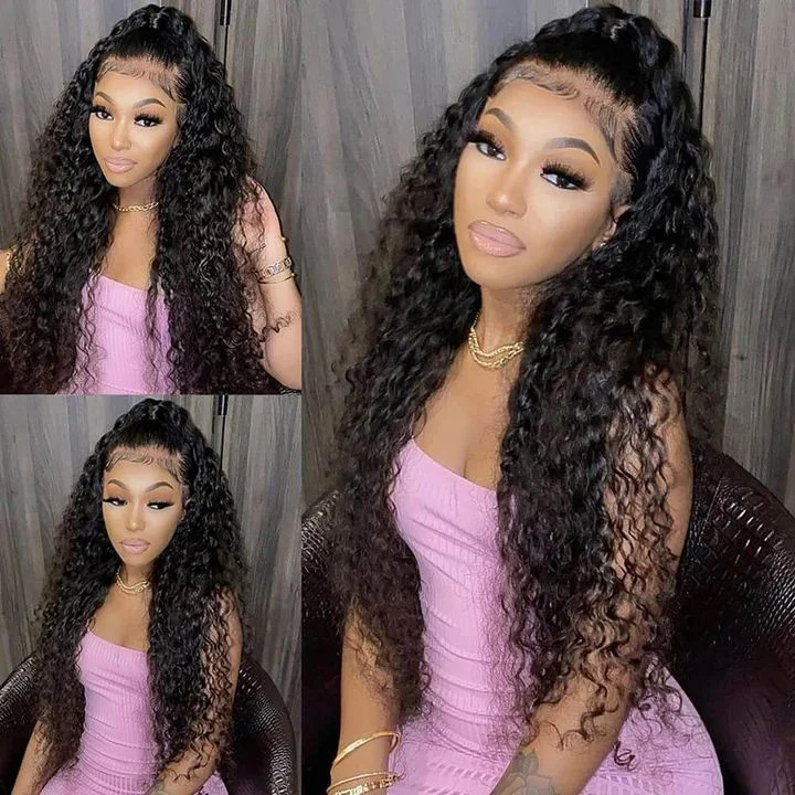 360 Deep Wave Lace Front Wigs With Virgin Human Hair Glueless Baby Hair Pre Plucked For Black Women