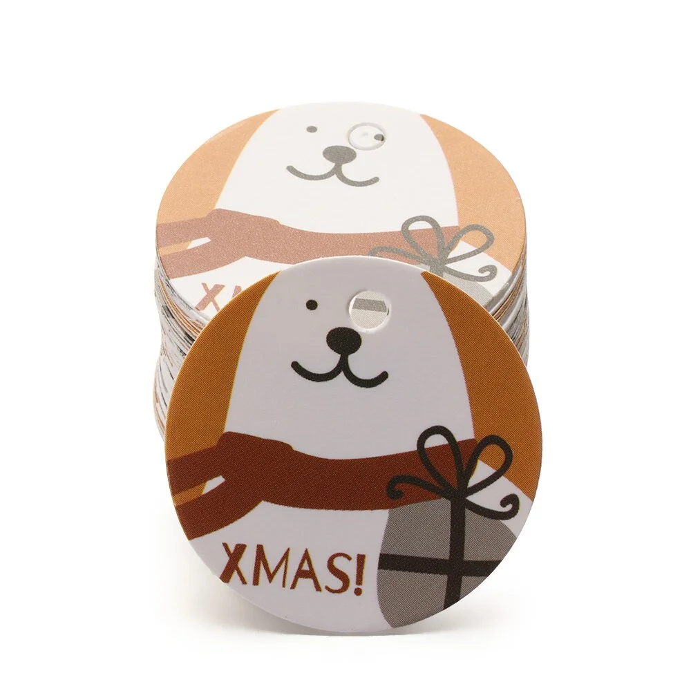 100pcs Merry Christmas Labels Kraft Tags Gift Wrapping Paper Hang Tags Santa Claus Paper Cards Xmas Party Supplies