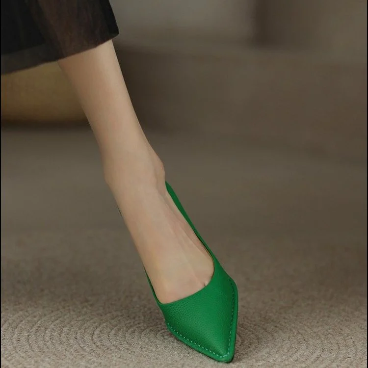 Yyvonne And Summer New Korean Version Of The Fashion High Heels Tips Light-Tied Thick And Solid Orange Single Shoes Commuter Work Shoes