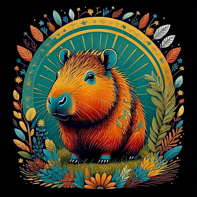 Mural Capybara 30*30CM (Canvas) Full Round Drill Diamond Painting gbfke