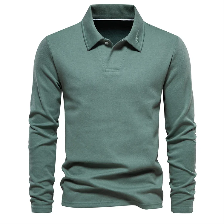 2025 New Men's Long-Sleeved Collared Polo Shirt